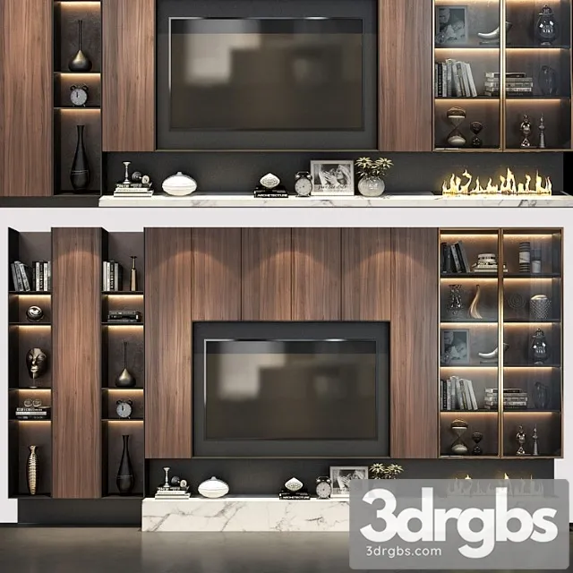 TV Wall Set 215 1 3D Model Free