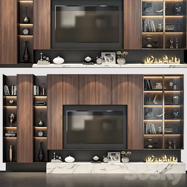 TV wall set 215 3D Model