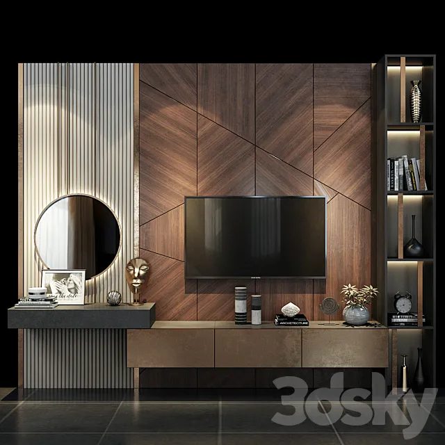 TV wall set 218 3D Model