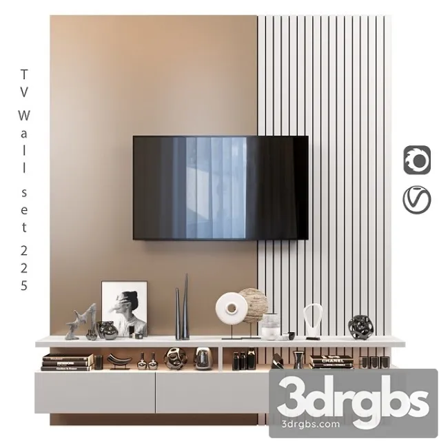 TV Wall Set 225 3D Model Free