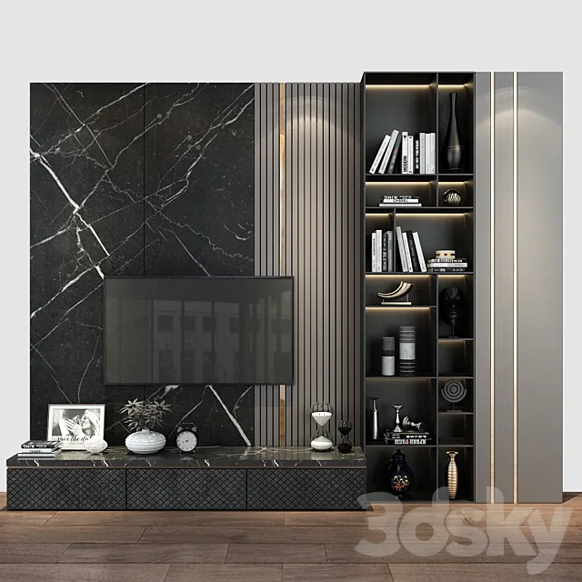 TV wall set 226 3D Model