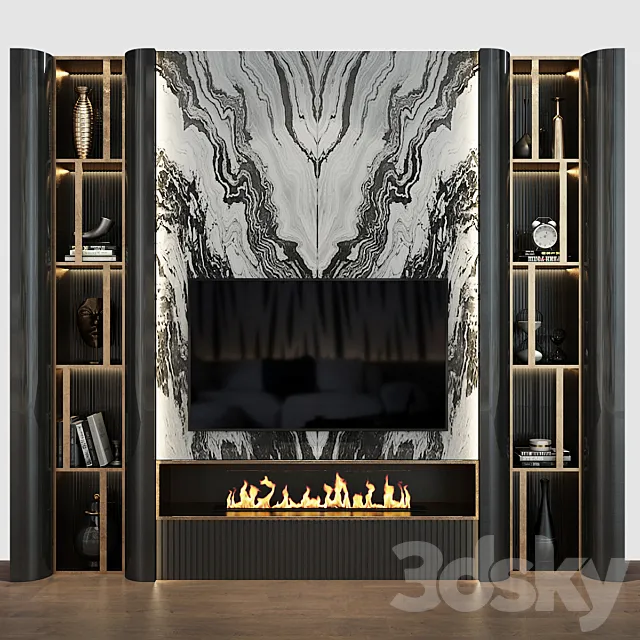 TV wall set 227 3D Model