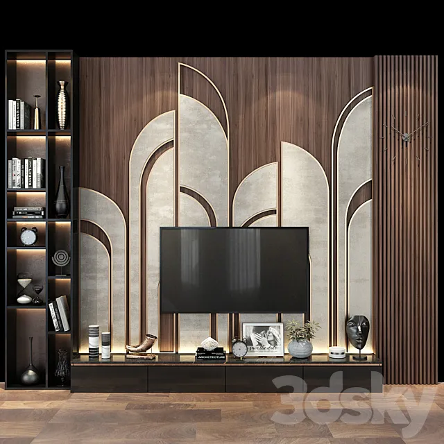 TV wall set 247 3D Model