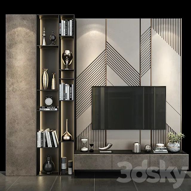 TV wall set 249 3D Model