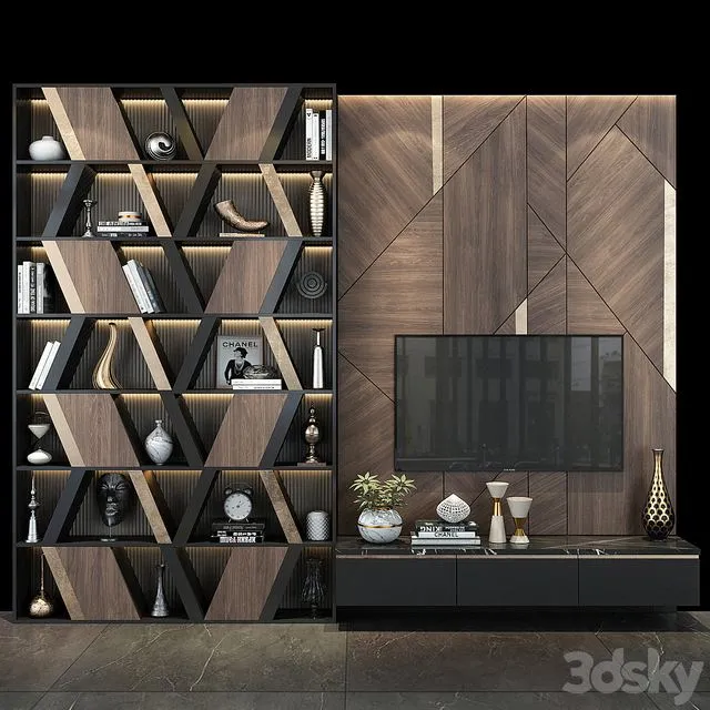 TV wall set 265 3D Model
