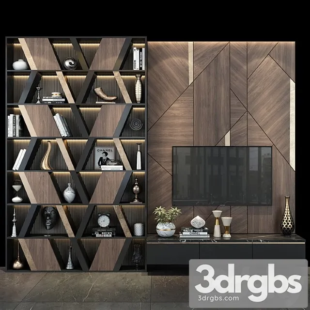 TV Wall Set 265 3D Model Free