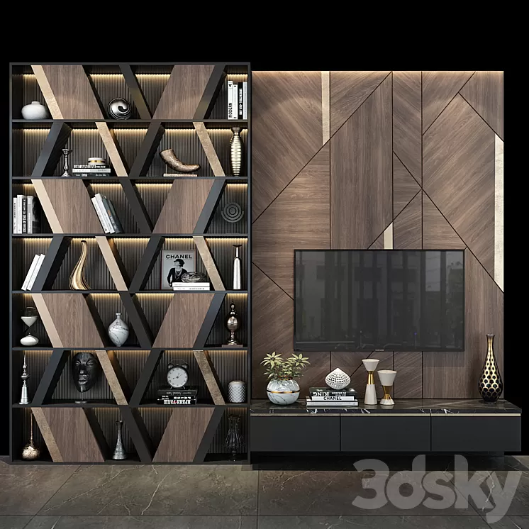 TV wall set 265 3D Model Free