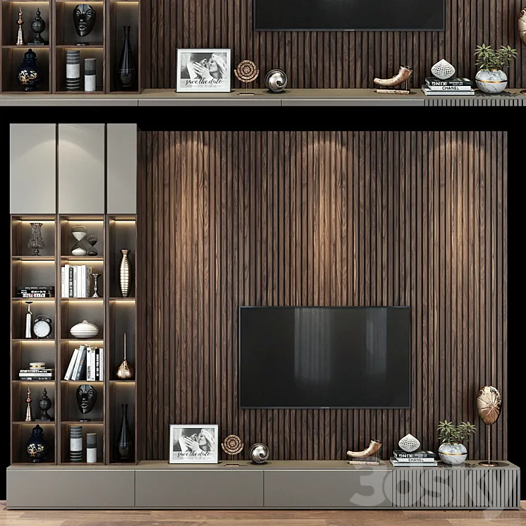 TV wall set 270 3D Model Free