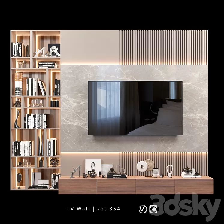 TV Wall | set 354 3D Model Free