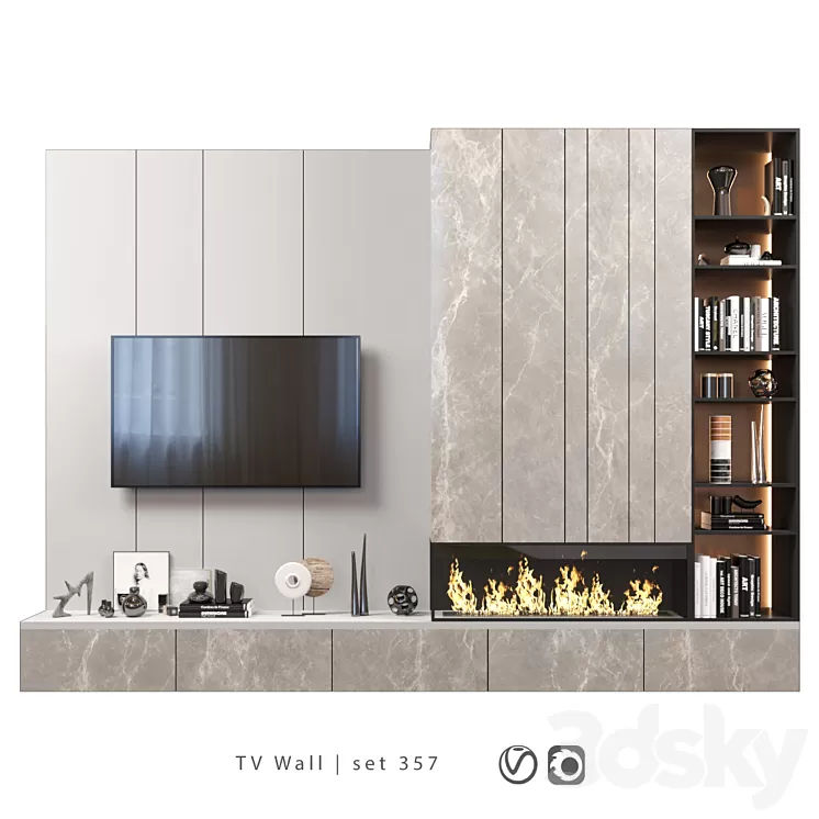 TV Wall | set 357 3D Model Free