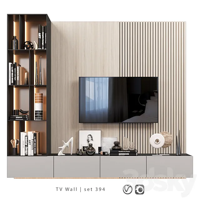 TV Wall | set 394 | TV shelf 3DModel