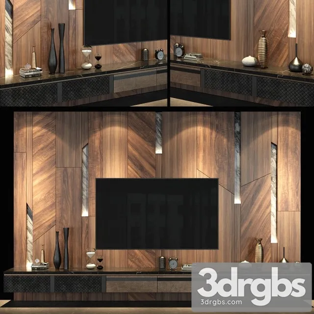 TV WALL Set 3D Model Free