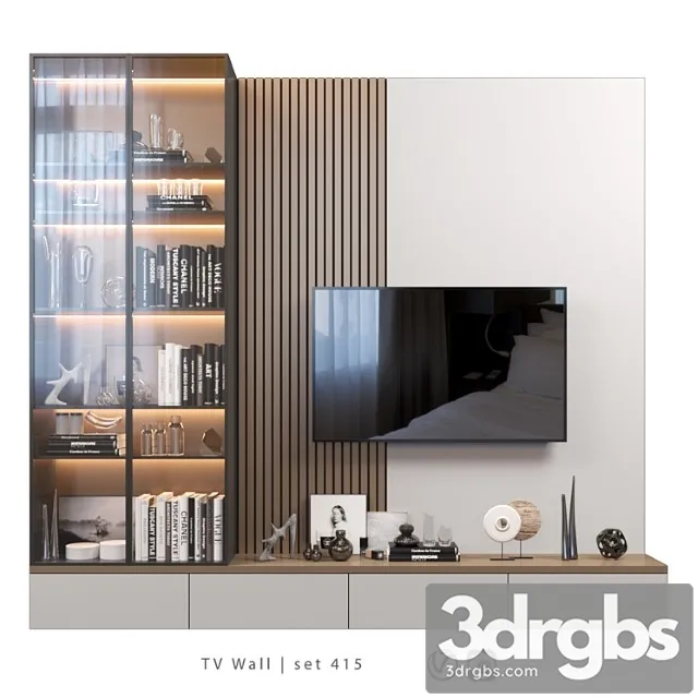 TV Wall Set 415 3D Model Free
