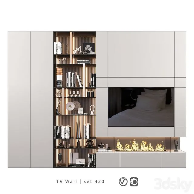 TV Wall Set 420 3D Model