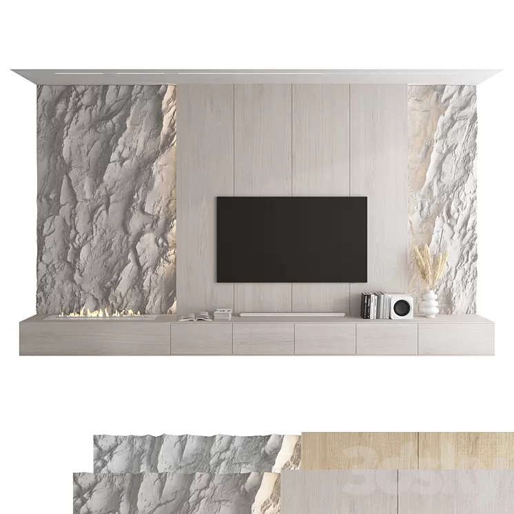 TV wall set 49 3D Model Free