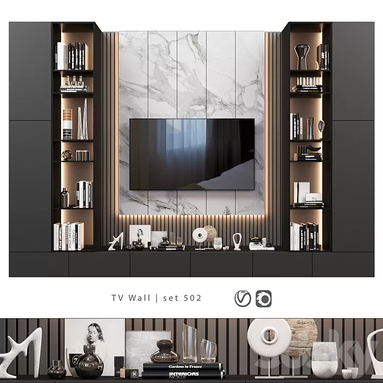 TV Wall | set 502 3D Model Free