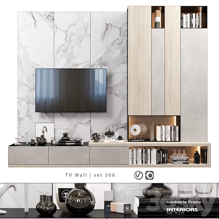 TV Wall | set 506 3D Model Free