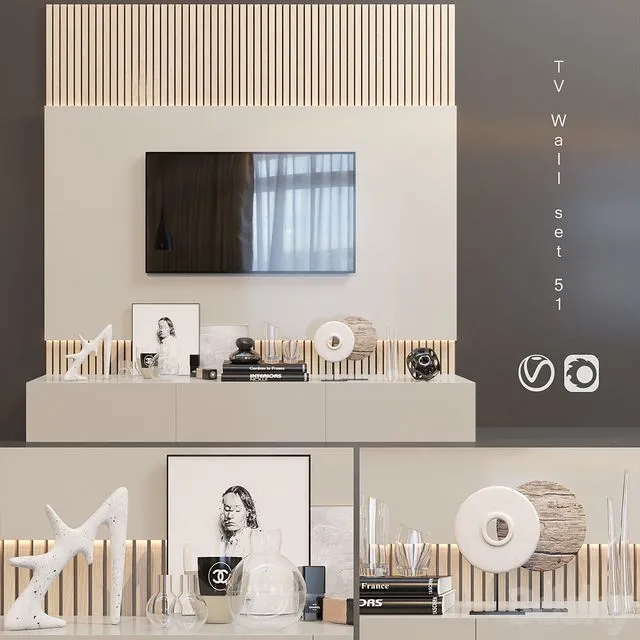 TV Wall set 51 3D Model