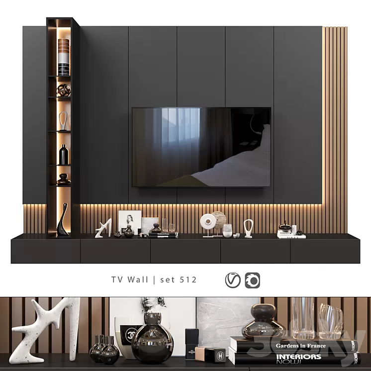 TV Wall | set 512 3D Model Free