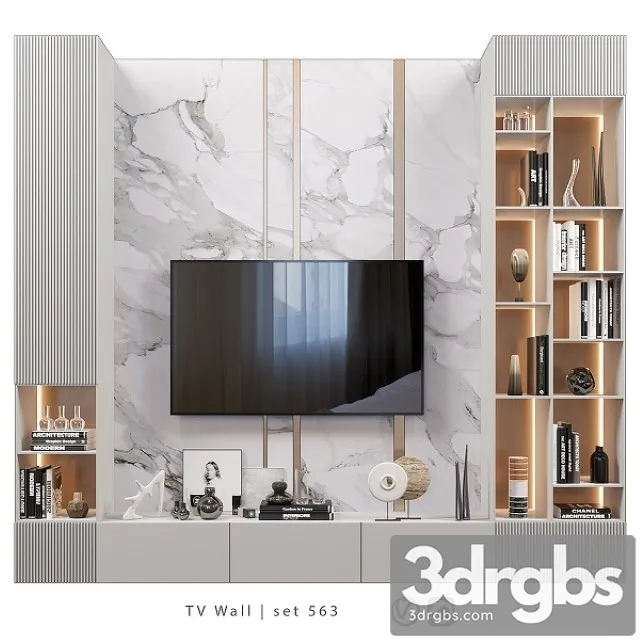 TV Wall Set 563 3D Model Free
