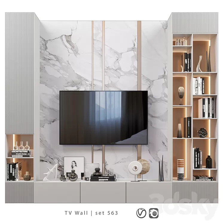 TV Wall | set 563 3D Model Free