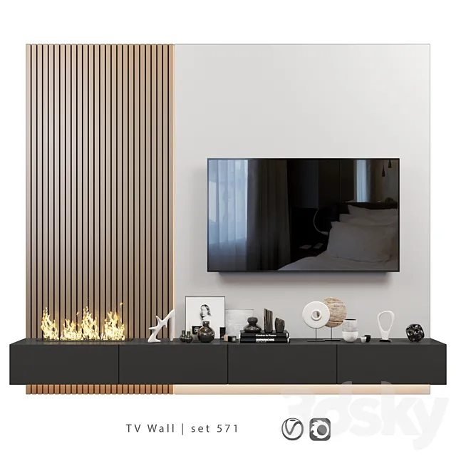 TV Wall | set 571 3D Model
