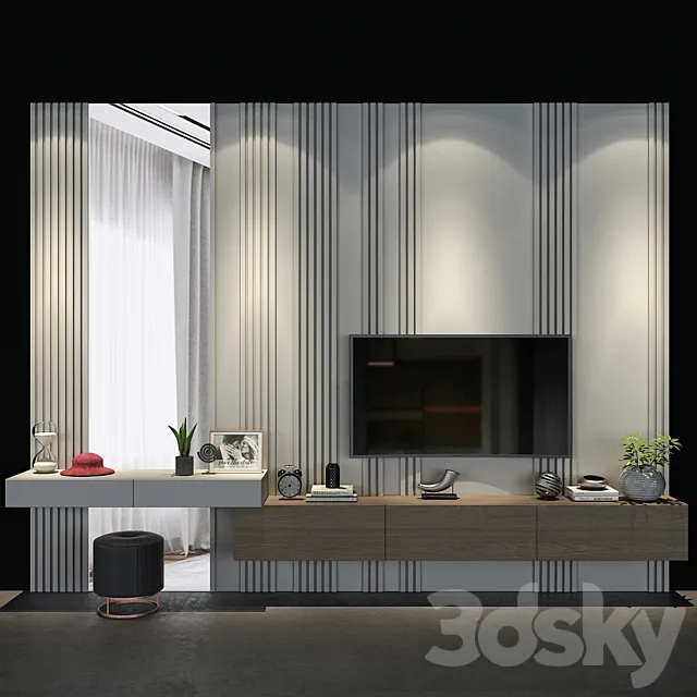 TV wall set 64 3DModel