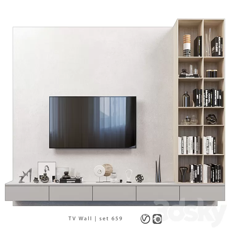 TV Wall | set 659 3D Model Free