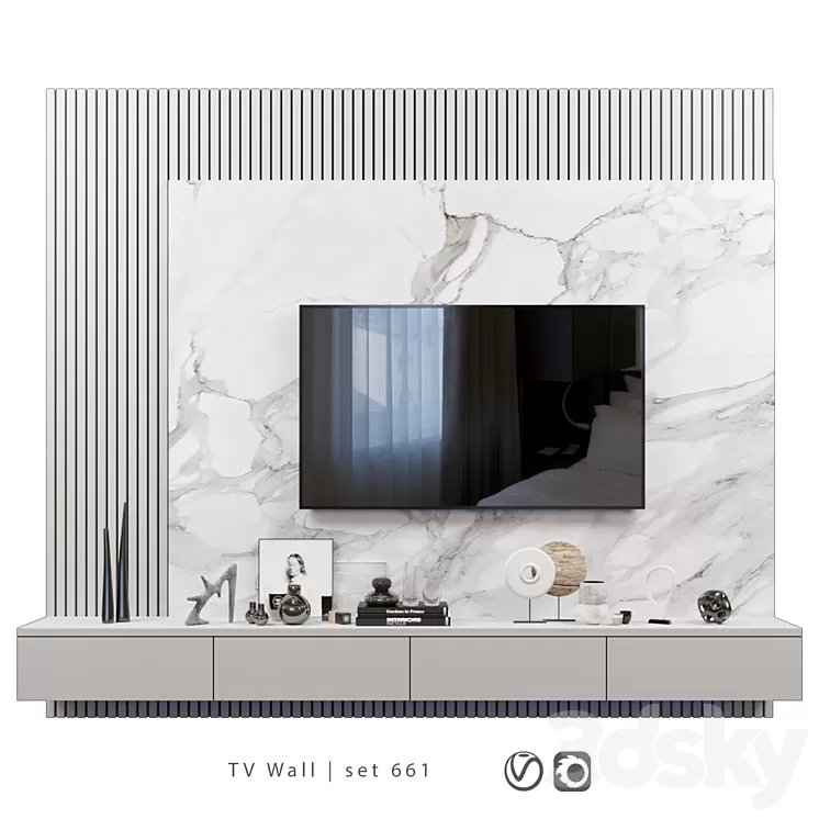 TV Wall | set 661 3D Model Free