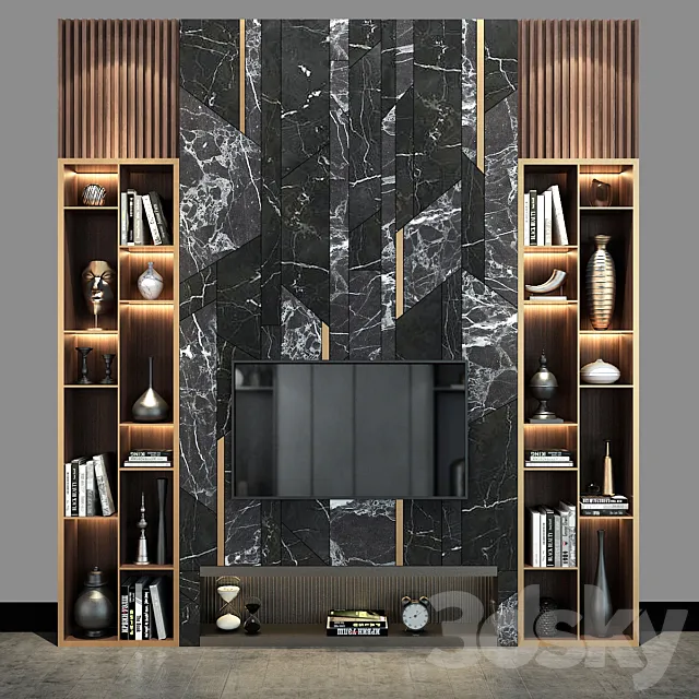 TV Wall set 68 3D Model