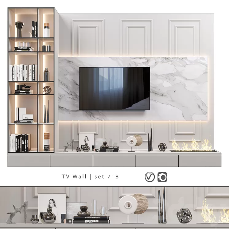 TV Wall | set 718 3D Model Free