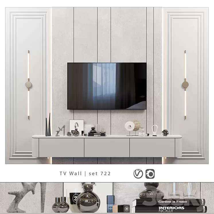 TV Wall | set 722 3D Model Free