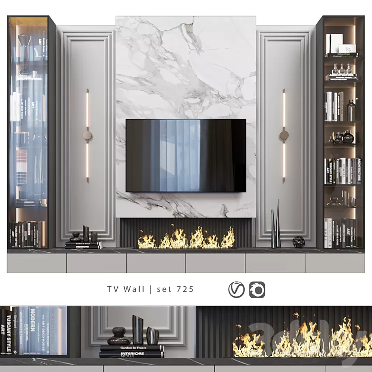 TV Wall | set 725 3D Model Free