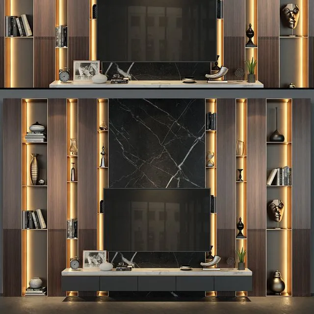 TV Wall set 75 3D Model