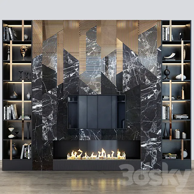 TV Wall set 77 3D Model