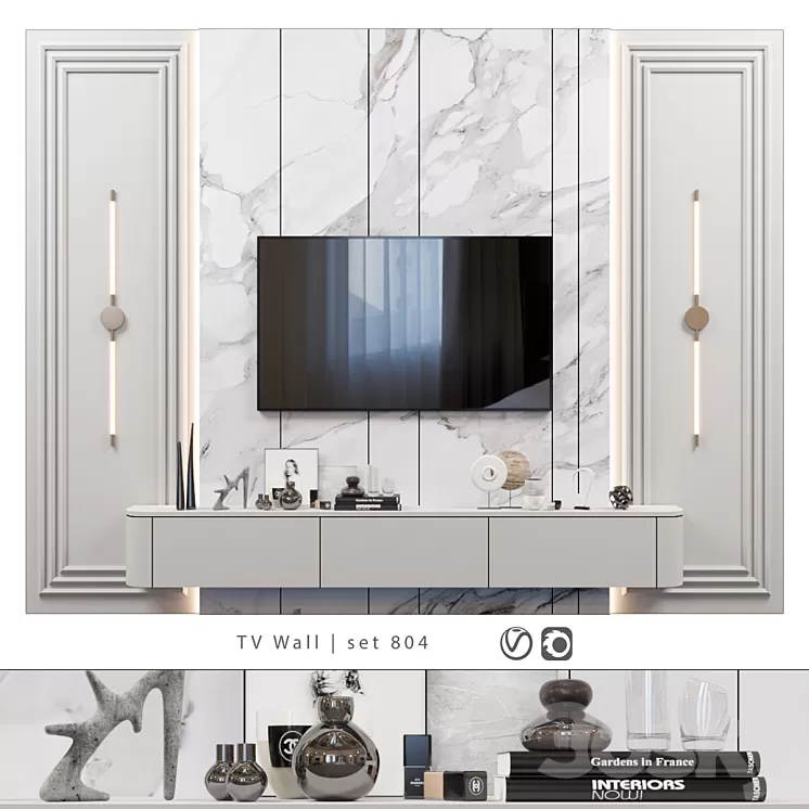 TV Wall | set 804 3D Model Free