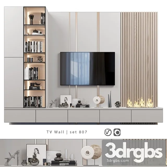 TV Wall Set 807 3D Model Free