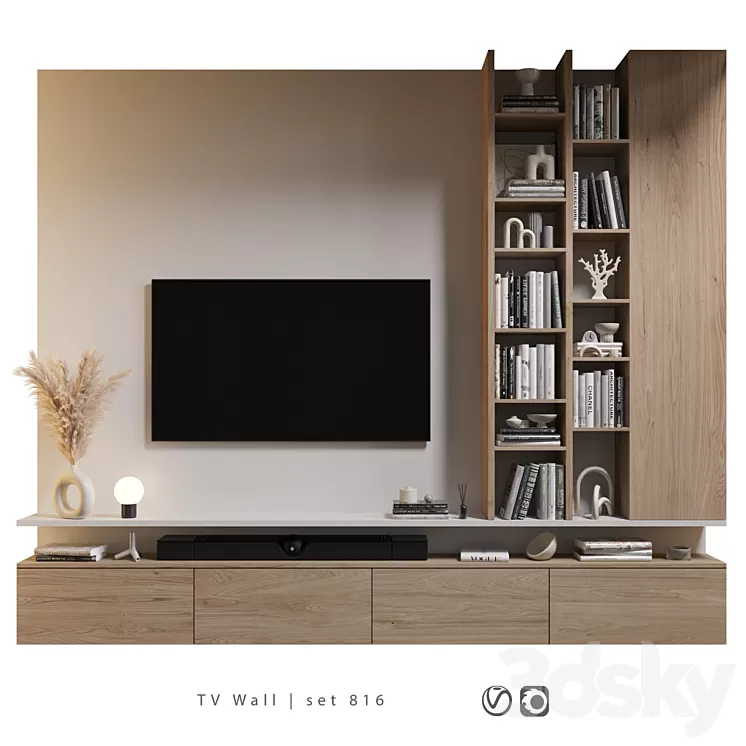 TV Wall | set 816 3D Model Free