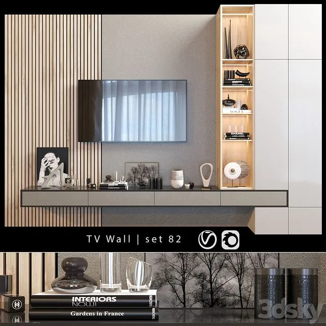 TV Wall set 82 3D Model