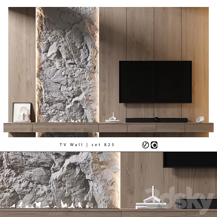 TV Wall | set 825 3D Model Free