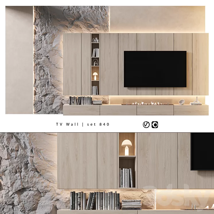 TV Wall | set 840 3D Model Free