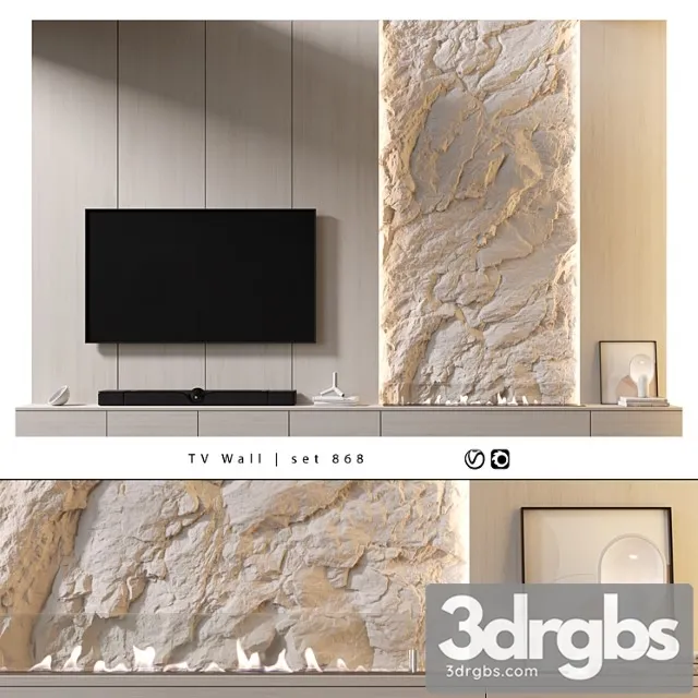 TV Wall Set 868 3D Model Free