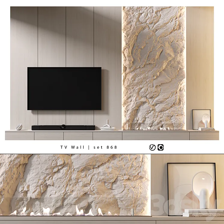 TV Wall | set 868 3D Model Free