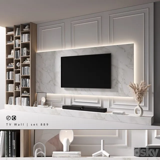 TV Wall set 889 3D Model