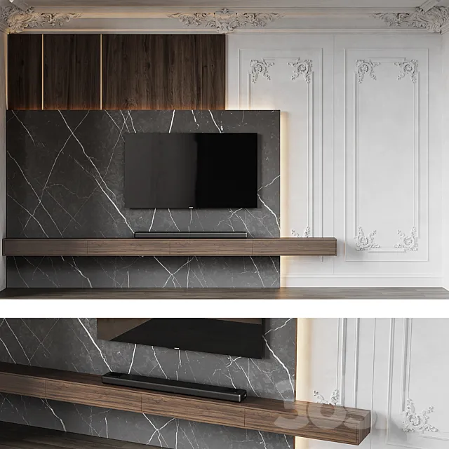 TV Wall Set Pro 01 3D Model