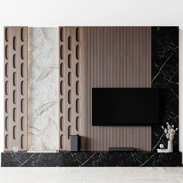 TV Wall set04 3D Model