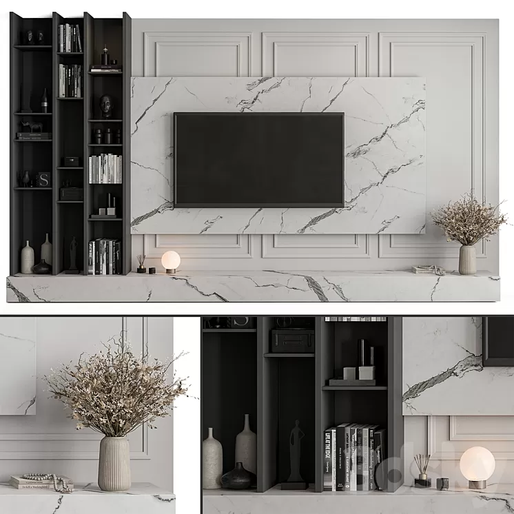 TV Wall Stone and Plaster - Set 58 3D Model Free