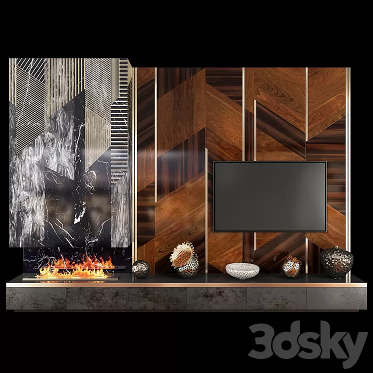 TV Wall Units set 04 3D Model