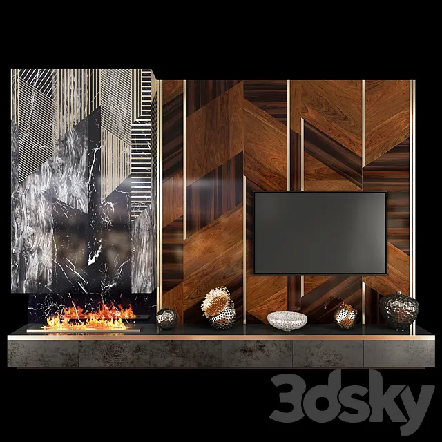 TV Wall Units set 04 3DModel
