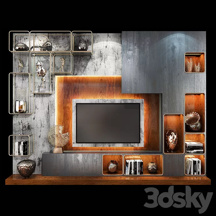 TV Wall Units set 06 3D Model
